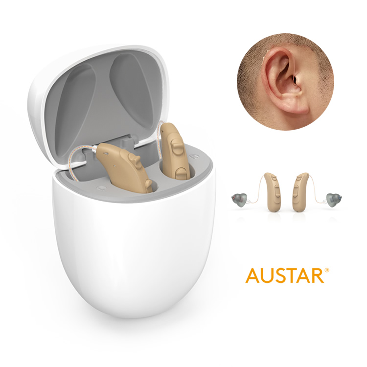 Bluetooth low energy (BLE) rechargeable RIC hearing aids device with wireless APP control (Cadenza E7)