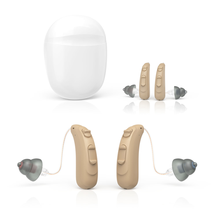 Bluetooth low energy (BLE) rechargeable RIC hearing aids device with wireless APP control (Cadenza E7)
