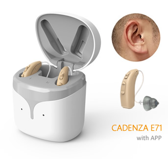 Rechargeable OTC hearing aids with Bluetooth low energy APP control (Cadenza E71)