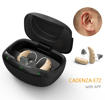 Cadenza e72 OTC rechargeable RIC hearing aids with app control