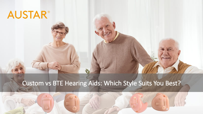 Comparativo da colocação de um aparelho auditivo intracanal invisível versus um modelo BTE tradicional