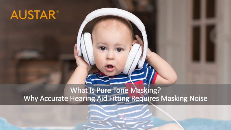 Clinical Audiometry Masking Test Clinical pure tone audiometry test with patient wearing insert earphones and masking noise applied